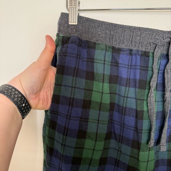 Eddie Bauer Pajama Lounge Pants Mens Size M Green Plaid Flannel Elastic Waist - Picture 5 of 12